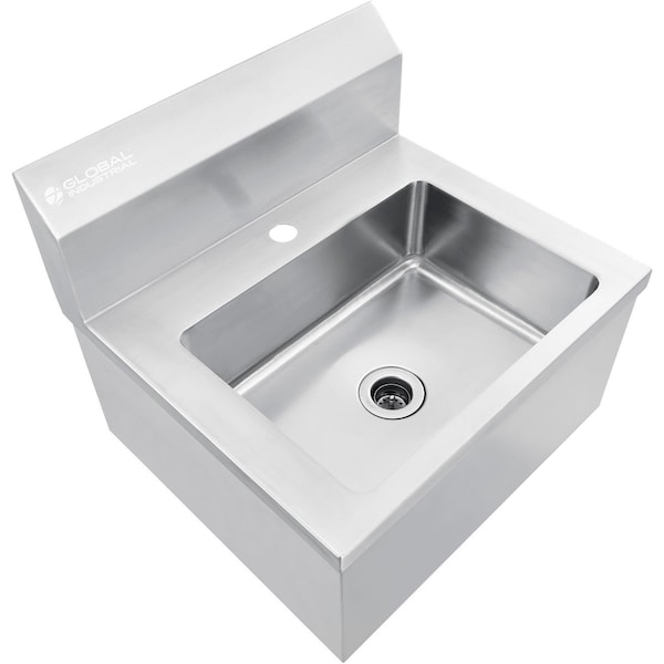 Global Industrial Stainless Steel Hands Free Wall Mount Sink, 14x10x5 Deep 670458 - main